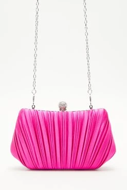 Pink Satin Pleated Box Bag