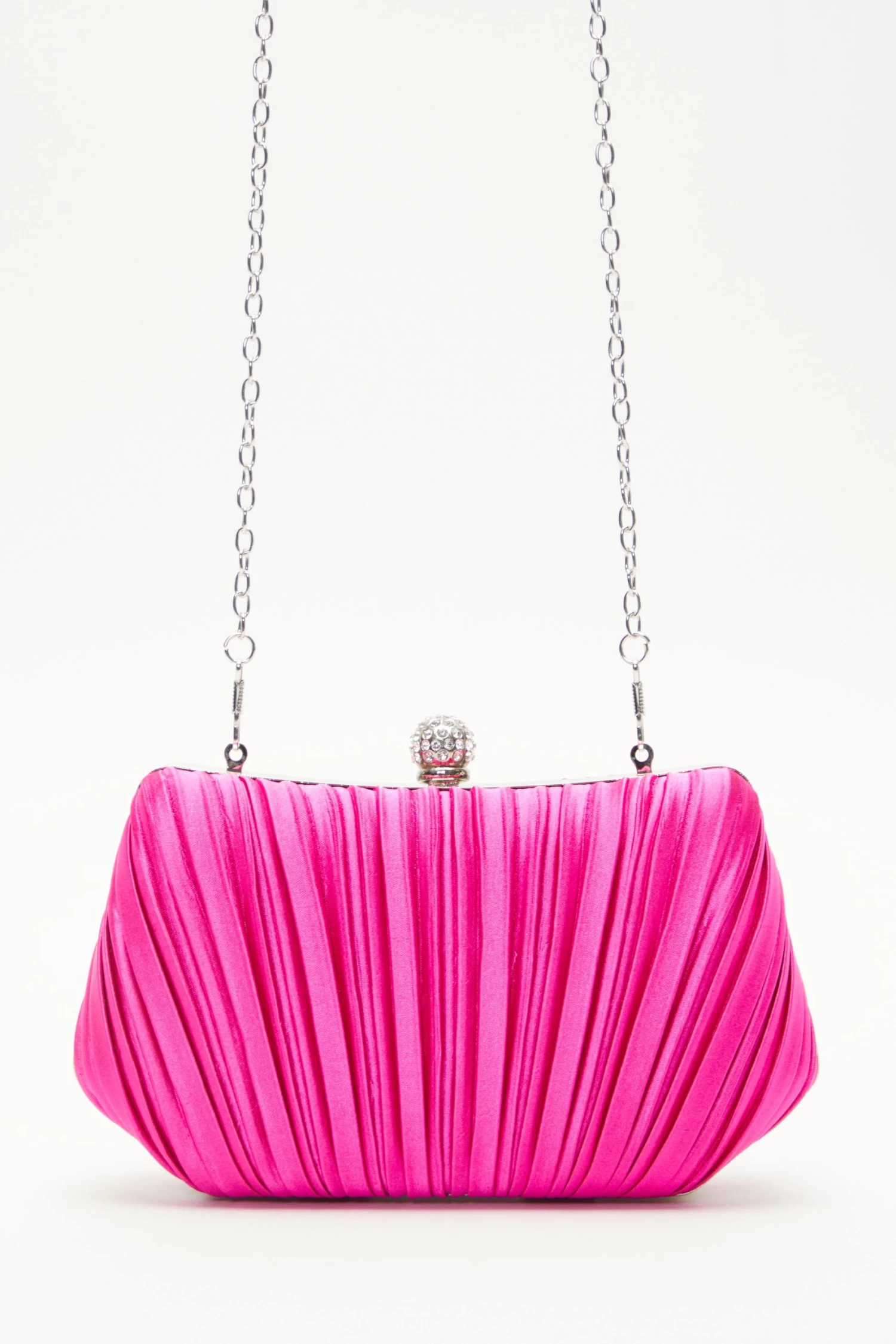 Pink Satin Pleated Box Bag