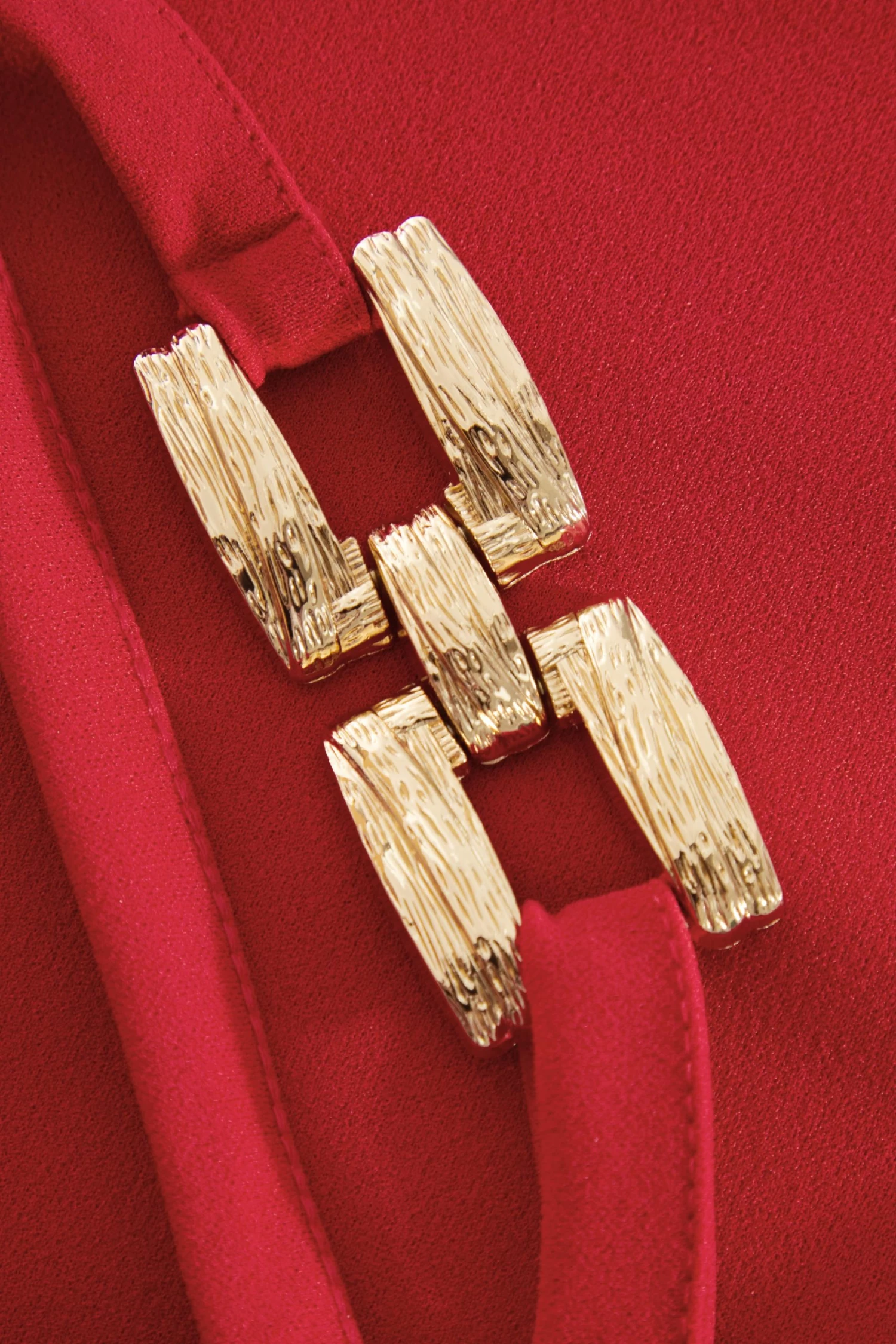 Red Buckle Strap Maxi Dress - Image 6