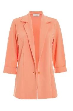 Coral Ruched Sleeve Blazer