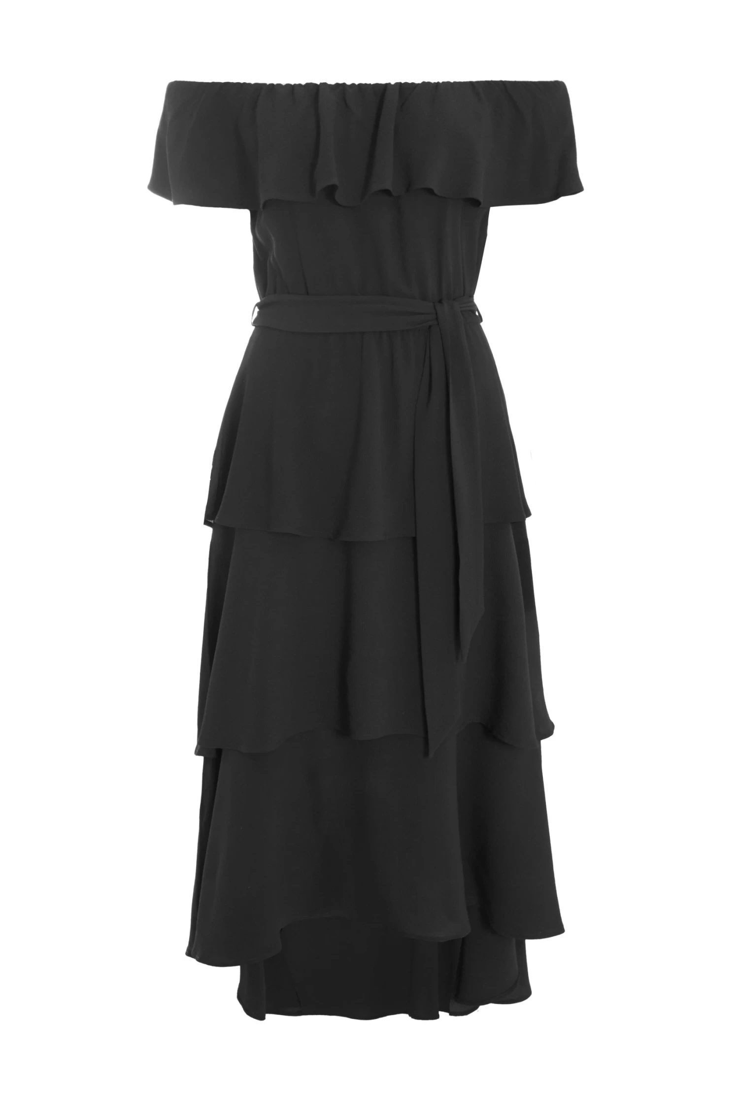 Black Bardot Dip Hem Midi Dress