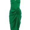Jade Green Ruched Corset Midi Dress