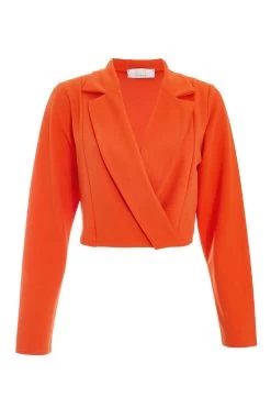Orange Cropped Tailored Blazer