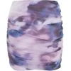 Purple Marble Print Mesh Ruched Mini Skirt