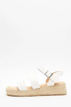 White Faux Leather Flatform Sandals